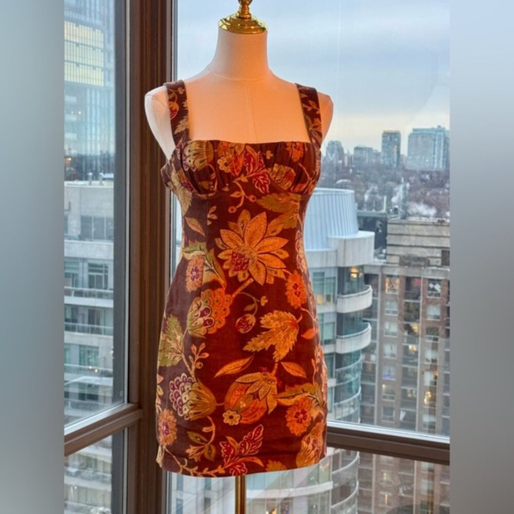 🆕 SIR THE LABEL 🧿 NWOT Floral Linen Minidress, Mojave Print - Sz 1 US XS - Picture 3 of 16